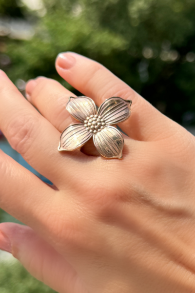 Menekşe Yüzük- Bronz ve 925 Ayar Gümüş