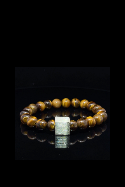 Kaplan Gözü Taşlı Gümüş Küplü  Bileklik