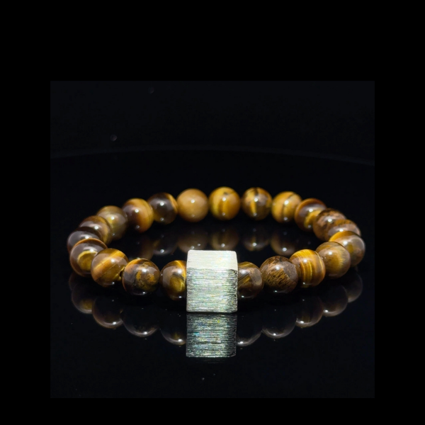 Kaplan Gözü Taşlı Gümüş Küplü  Bileklik