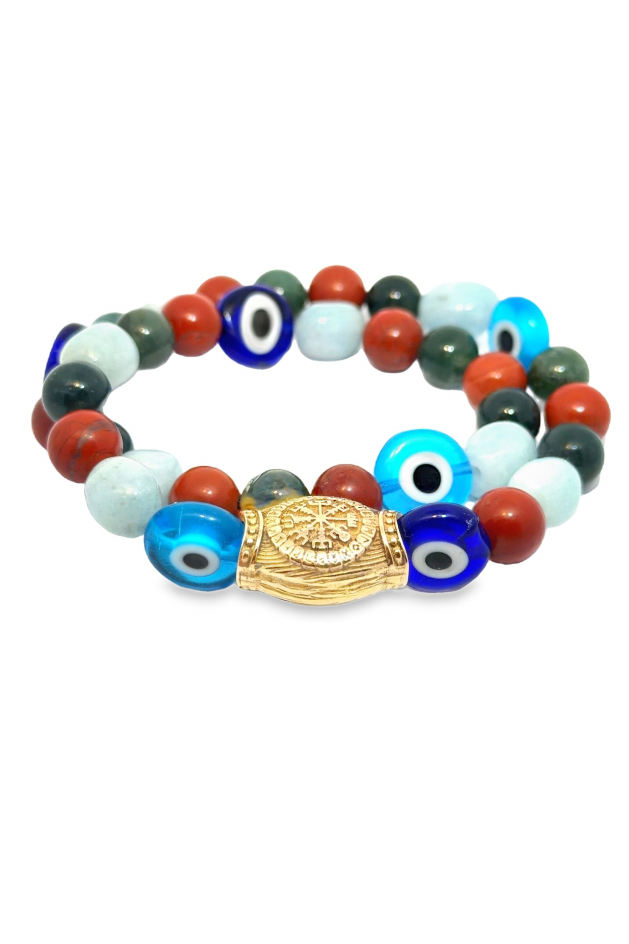 Bronz Vegvisir Doğal Taşlı Bileklik