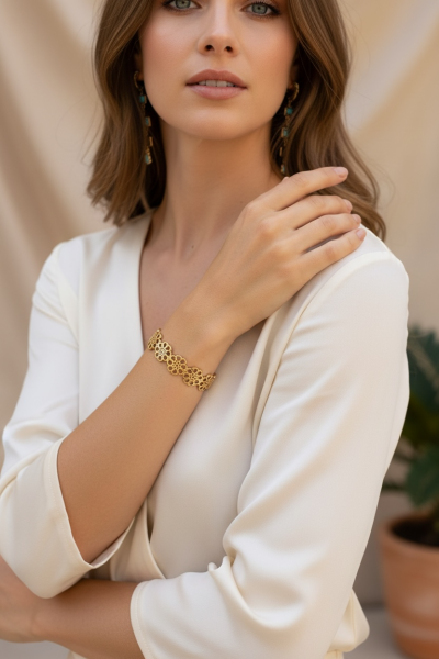 Bronz Selçuklu Yıldızı Cuff Bileklik