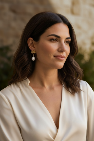 Selçuklu Yıldızlı İnci Küpe