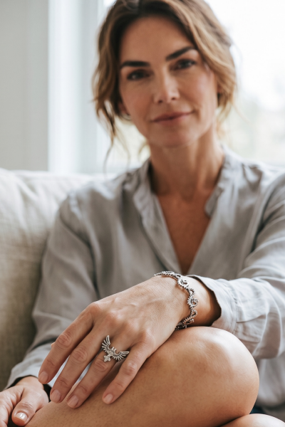 Çift Başlı Kartal Yüzük - 925 Ayar Gümüş