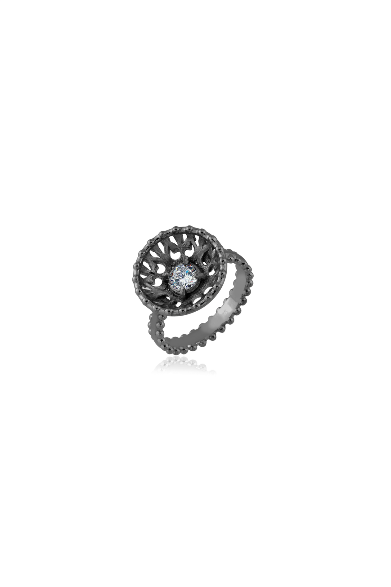 Kubbe Yüzük – Swarovski Taşlı | 925 Ayar Gümüş veya Bronz Oksitli - 925 Ayar Gümüş